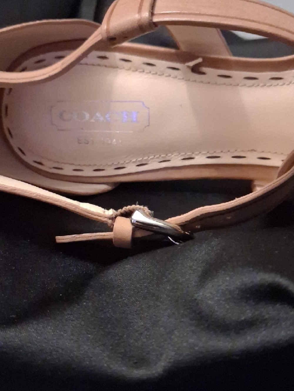 Coach Women's Tan T-Strap Platform High Heels - Picture 4 of 5